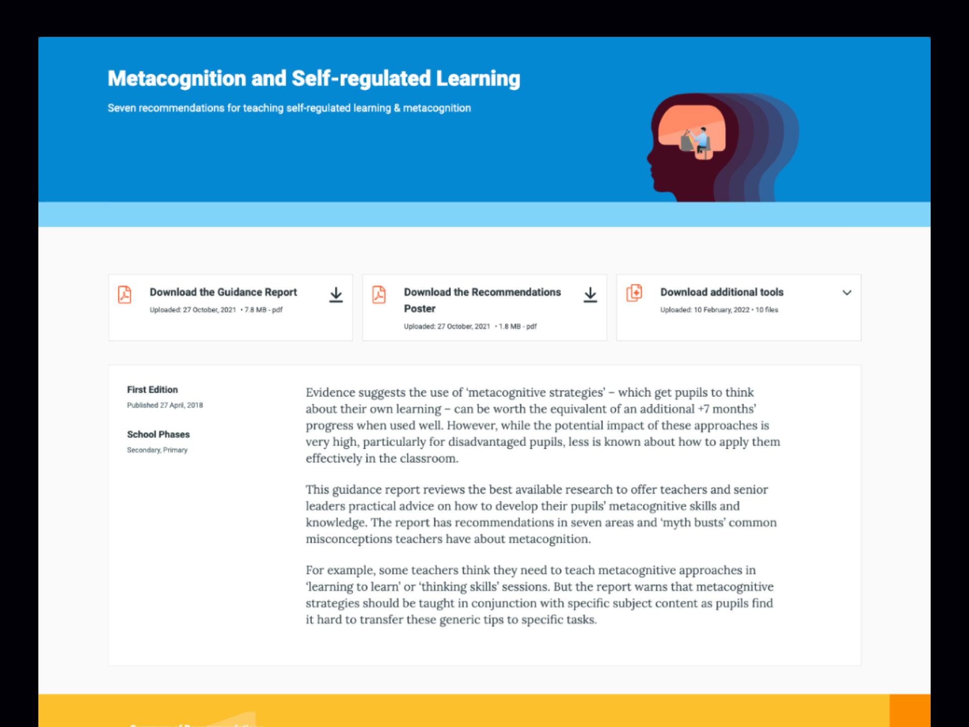 Education Endowment Foundation — Teaching and Learning Toolkit, interface design